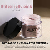 Aokitec Glitter Jelly Pink Dip Powder, 1OZ Neutral Nail Dip Powder Nail Art