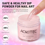 Aokitec Glitter Jelly Pink Dip Powder, 1OZ Neutral Nail Dip Powder Nail Art