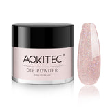 Aokitec Glitter Jelly Pink Dip Powder, 1OZ Neutral Nail Dip Powder Nail Art