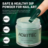 Aokitec Forest Gree Dip Powder, 1OZ Neutral Nail Dip Powder Nail Art